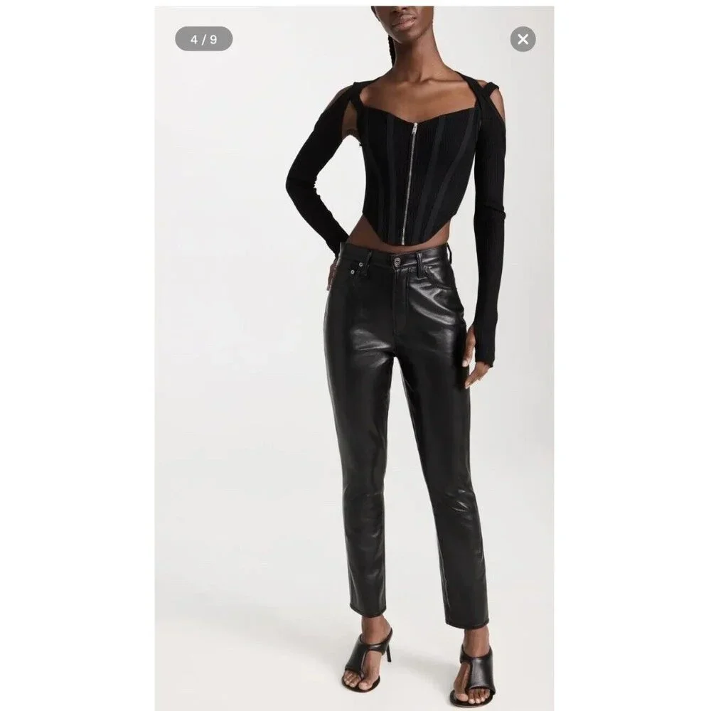 AGOLDE Recycled Leather Riley Long Pants Detox Black